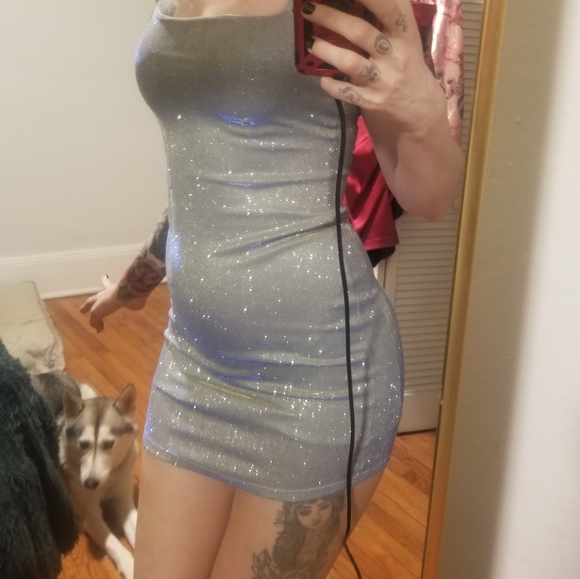 Iridescent blue mini dress - Picture 4 of 5